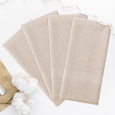 Homaxy Premium Kitchen Towels(18”x 28”, 6 Pack), Large Cotton Kitchen Hand Towels, Flat and Terry Dish Towels, 380 GSM Highly Absorbent Tea Towel Set with Hanging Loop, Khaki - Image 7
