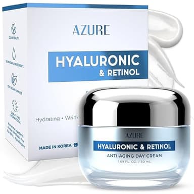 Azure Cosmetics Hyaluronic Acid Moisturizer Face Cream - Dermatologist Tested, Anti-Aging Retinol Cream for Dark Spots, Fine Lines & Wrinkles - Clean Beauty, Korean Skincare - All Skin Type - 1.69 oz - Image 1