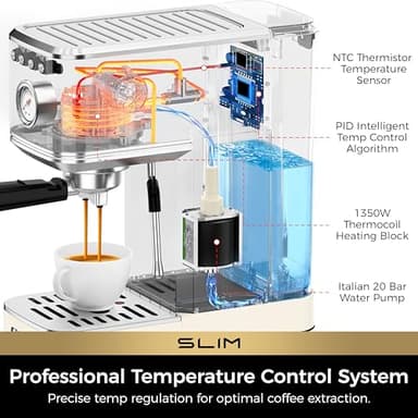 CHULUX Slim Espresso Machine with Milk Frother Steam Wand, 20 Bar Professional Italian Pump Espresso Coffee Machine for Home Cappuccino & Latte Maker, Creamy - Image 6