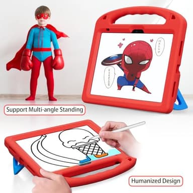 LKOOZO Kids Case for iPad (A16) 11th Generation 11 inch 2025 / iPad 10th Generation 10.9 inch 2022, Shockproof Cover with Built-in Screen Protector and Stand, Red - Image 6
