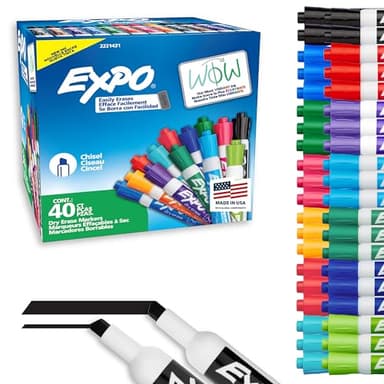 EXPO Dry Erase Markers, Low Odor Ink, Assorted Fashion Colors, Chisel Tip, 40 Count - Image 1