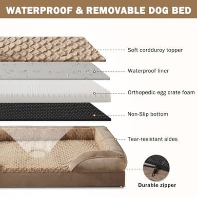 INVENHO Orthopedic Dog Beds Large Sized, XL Washable Dog Sofa with Egg-Crate Foam, Waterproof Lining and Non-Skid Bottom - Image 4