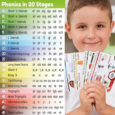 THE BAMBINO TREE Phonics Flash Cards - Learn to Read in 20 Phonic Stages - Education for Kids Ages 4-8 Kindergarten 1st 2nd Grade - Image 6