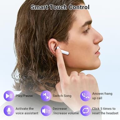 Wireless Earbuds, Bluetooth 5.4 Headphones with 42H Ultralight Ear Buds,Bluetooth Earbuds with 4 ENC Noise Cancelling Mics, HiFi Deep Bass Dual LED Display USB-C, Waterproof Earphones for Android iOS - Image 5