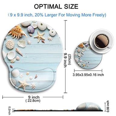 Ergonomic Mouse Pad with Wrist Support Rest,Large Mousepad Gel Wrist Rest, with Coaster Non-Slip & Pain Relief for Computer, Desk, Home&Office-Seashell - Image 4