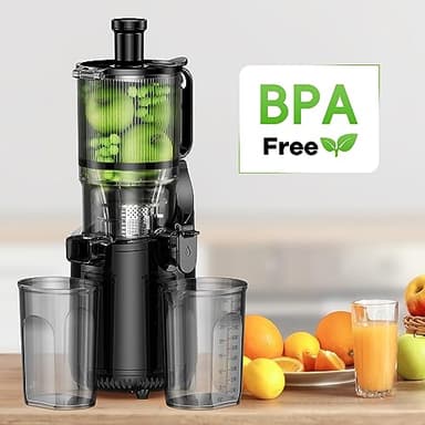 Cold Press Juicer, Amumu Slow Masticating Machines with 5.4" Extra Large Feed Chute Fit Whole Fruits & Vegetables Easy Clean Self Feeding Effortless for Batch Juicing, High Juice Yield, BPA Free 250W - Image 8