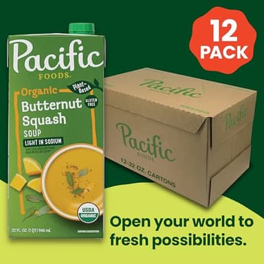 Pacific Foods Light in Sodium Organic Butternut Squash Soup, 32 oz Carton (Pack of 12) - Image 3