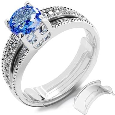 5 STARS UNITED Ring Sizer Adjuster for Loose Rings - 8 Pack Easy-Clip Guards, Fits Flat Bands Up to 8mm, Spacers & Tighteners, Reduces Size by 0.5-1, Invisible Design for Women & Men - Image 1