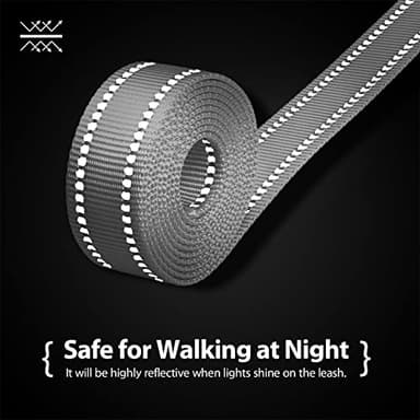 PHOEPET 5 Feet Dog Leash - Dual-Side Reflective - Soft Padded Handle - Fit for Walking, Training or Exploring Hiking, Camping (Grey + Mint Green Base) - Image 6