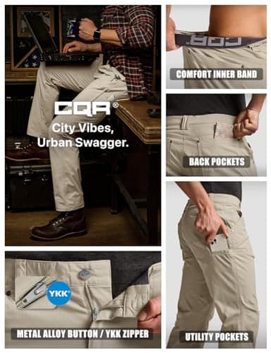 CQR Men's Vent Stretch Pants, Quick Dry Lightweight Casual Cargo Pants, Water Resistant Straight-Fit Utility Work Pants, Sedona Desert Sand, 36W x 32L - Image 6