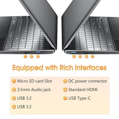 SGIN Laptops Windows 11, 15.6 Inch Laptop Computer 8GB DDR3 512GB SSD with I3 Processor, Webcam, HDMI, USB3.0, 7000mAh Battery, BT4.2, USB 3.2 * 3, WiFi, Type-C(Black) - Image 6