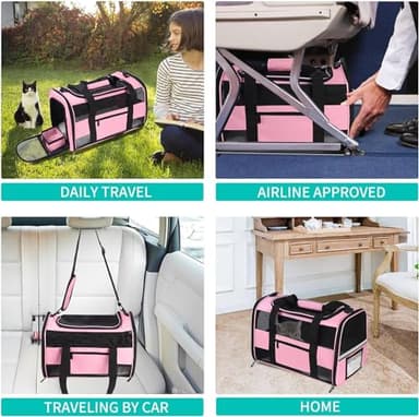 Simpelg Cat Carrier, Dog Carrier, Pet Carrier for Small Dogs Medium Cats Puppies Under 15 Lbs, TSA Airline Approved Carrier Soft Sided Dog Travel Carriers, Cat Carriers with Reflective Strip - Pink - Image 6