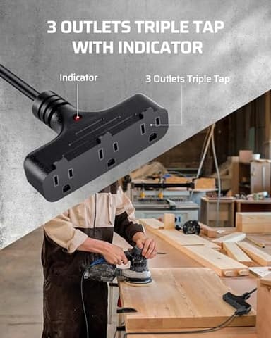 DEWENWILS 30 Ft Retractable Extension Cord Reel, Ceiling/Wall Mount 16/3 Gauge SJTW Power Cord with 3 Electrical Outlets Pigtail for Garage and Shop, 10 Amp Circuit Breaker, Metal Plate, UL Listed - Image 5