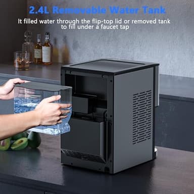 Nugget Ice Makers Countertop, Pebble Ice Maker Machine with Dispenser 44lbs/24H, Soft Chewable Pellet Ice Machine, 3.3lbs Ice Storage, Self-Cleaning Ice Maker for Home/Kitchen/Party/Office, Black - Image 6