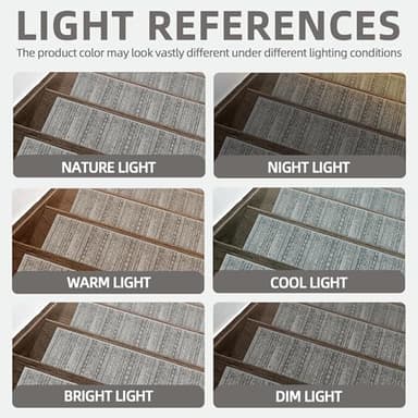 sarben Carpet Stair Treads Non Slip 15PCS, 8" X 30"Edging Stair Runner for Wooden Steps Indoor, Resistant Stair Rugs with Reusable TPE Adhesive Backing, Residue Free Mat for Kids, Elders, Pets, Grey - Image 5