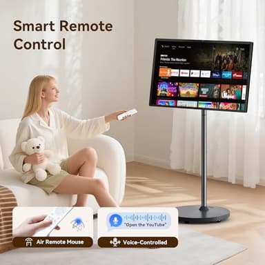 32-Inch Portable Smart TV on Wheels with Touch Screen Monitor | 8G RAM +128G Storage | 8-core CPU Qualcomm | Built-in 6-8H Battery | 8MP Webcam | Android 13 OS | Full Swivel Rotation | Remote Control - Image 8