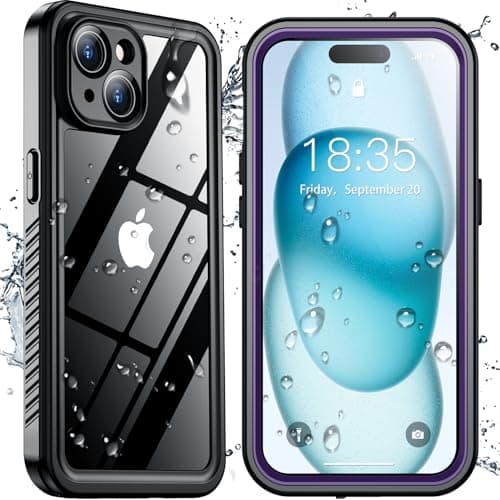 SPIDERCASE for iPhone 15 Case Waterproof, Built-in Lens & Screen Protector, Full Heavy Duty Protection, 12FT Military Shockproof, Dustproof Phone Case,Purple - Image 1