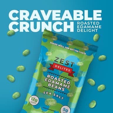 Crunchy Dry Roasted Edamame Beans Snack by Zest Delites, Sea Salt, Vegan, Low Calorie (110cal) High Protein Snacks (12g), Low Carb, Keto, Gluten Free, 0.9 oz 24 Packs - Image 7
