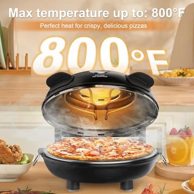 Upgrade Pizza Oven, Indoor Pizza Ovens Heats Up to 800˚F, 1200W Electric Pizza Oven, 12 Inch Pizza Maker with Viewing Window, Temperatures Control and Timer for Indoor and Outdoor Use - Image 3