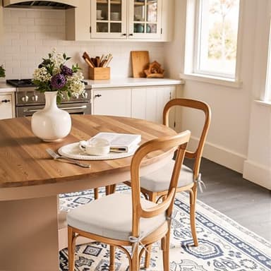 Sunsleek Chair Cushions for Dining Chairs, D-Shaped Seat Cushions with Removable Washable Cover and Ties, Chair Pads for Kitchen, Indoor Dining Room, Patio Chairs, 17'' x 16'', Set of 6, Beige - Image 2