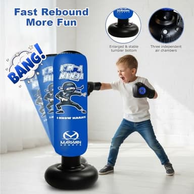 Marwan Sports Inflatable Punching Bag for Kids – 5-in-1 Birthday Set with Gloves, Pump & Fast Rebound – Fun Active Toy for Boys Ages 4-12 - Image 5