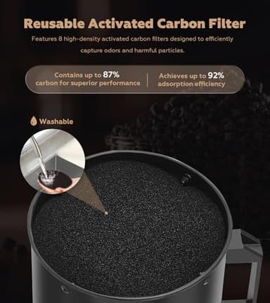 FAREAST 8-Inch Portable Range Hood, 452 CFM Kitchen Exhaust Fan, Portable Exhaust Fan with 8 Reusable Activated Carbon Filter Replacements, Desktop Range Hood for Cooking, Indoor BBQ, Camping and RV - Image 4