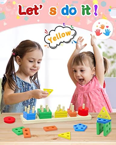 Yetonamr Montessori Toys for 1 2 3 Years Old Boys Girls Birthday Gifts, Wooden Sensory Toys for Ages 2-4 Kids Baby, Toddler Learning Toy Activities Puzzles Ages 1-3 - Image 2