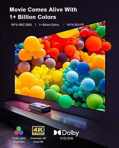 AWOL VISION LTV-2500 4K UHD Ultra Short Throw Triple Laser Projector with Dolby Vision & Atmos, Active 3D, 150", HDR10+, UST Laser TV Projector (Fire TV Stick 4K Max included) - Image 5