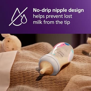 Philips Avent PPSU Natural Baby Bottles with Medium Flow Nipples (Flow 3), 9oz, with Decoration, 2-Pack, SCY943/02 - Image 5
