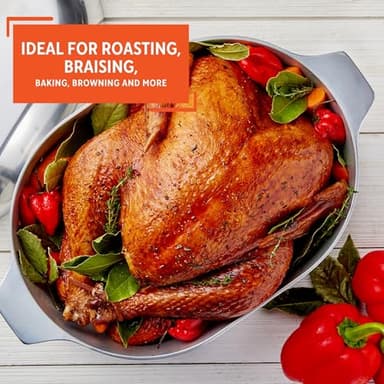 IMUSA USA Heavy Duty Cajun Oval Cast Aluminum Roaster 18", Silver - Image 7