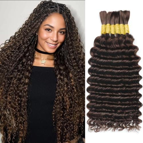 LEISWISS Boho Human Braiding Hair Curly 150g 22 Inch 6 Bundles/Pack Human Braiding Hair for Boho Braids Virgin Hair Extensions 12A Wet And Wavy Deep Wave Bulk Human Hair for Braiding