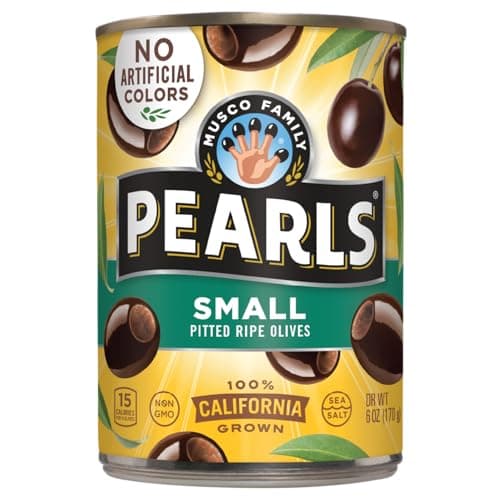 PEARLS Ripe Pitted, Small Black Olives, 6 oz, 12-Cans - Image 1