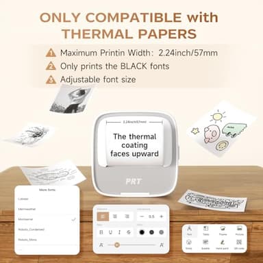 PRT Mini Sticker Printer, Portable Thermal Printer with 1 Roll Sticker Paper, Inkless Sticker Maker, Bluetooth Label Printer for Study Notes,Lists,Pictures,DIY Creations Small Printers for Home Use - Image 8