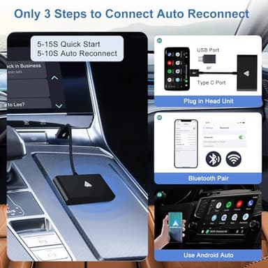 MASAYA Android Auto Wireless Adapter for Car - 5Ghz WiFi Bluetooth Auto Connect, No Delay, Online Update, Plug & Play - Image 4