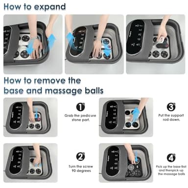 Collapsible Foot Spa Electric Rotary Massage, Foot Bath with Heat, Bubble,Temp Control, and 24 Motorized Shiatsu Massage Balls, Pedicure Foot Spa Tub for Stress Relief (Black) - Image 8