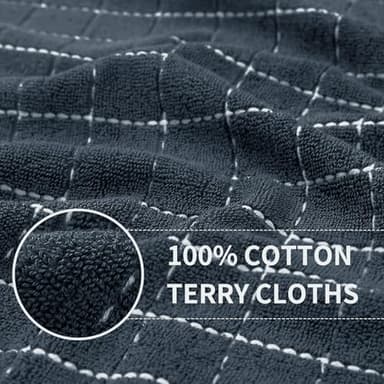 Homaxy Kitchen Towels and Dishcloths Set, 12 x 12 and 13 x 28 Inches, Set of 12 Bulk Cotton Terry Kitchen Towels Set, Checkered Designed, Soft and Super Absorbent Dish Towels, Dark Grey - Image 4