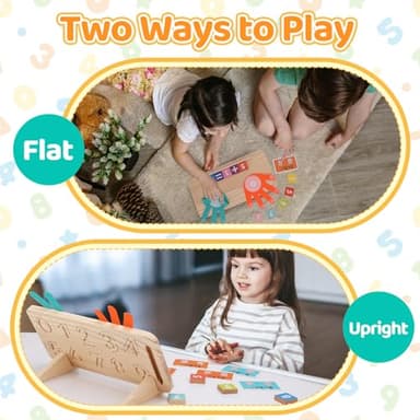 Montessori Learning Toys for Toddlers 2-4, Double-Sided Finger Counting & Number Tracing Board, Colorful Number Blocks, Solid Pine Wood Educational Math Toy for Kids Boys Girls Ages 1 3 5 Year Old - Image 4