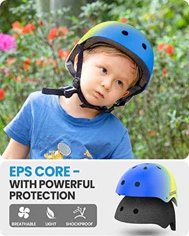 OutdoorMaster Youth & Kids Bike Helmet - Adjustable Multi-Sports Skateboard Helmet with Removable Liners for Balance Bike, Toddler Scooter, One Wheel Hoverboard - Blue Shades - S - Image 5