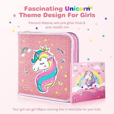 53PCS Fruit Scented Markers Set - Art Coloring Drawing Kits for Kids with Unicorn Pencil Case, Art Supplies for Kids Ages 4 6 8,Stationary Set Pencil,Crayon&Markers Stuff,Birthday Gifts Toys for Girls - Image 4