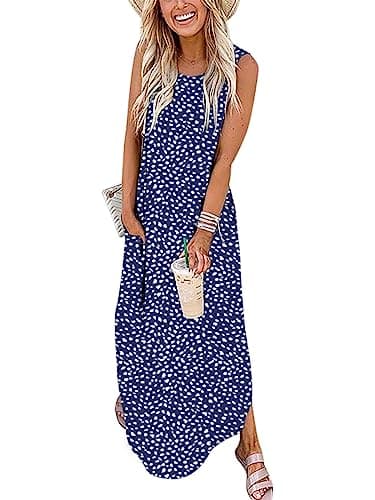 ANRABESS Women Summer Maxi Dress Beach Vacation Sundress Sleeveless Casual Loose Shirt Dresses 2025 Travel Outfits Floral Print Medium - Image 1