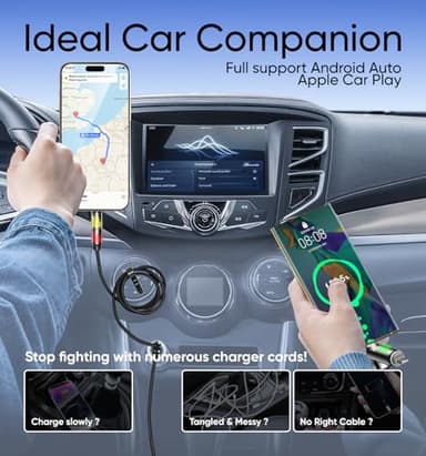 MAGIC JOHN 240W 4 in 1 USB C Cable, USB Charging Cable with Breathing Light, Fast Charging & Data Sync Silicone Multi Charging Cable for iPhone iPad Samsung Laptop Multi Device Charging, 4FT (Black) - Image 4