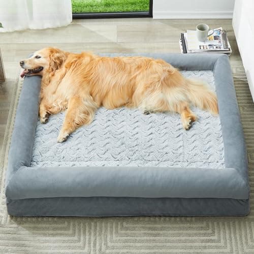WNPETHOME XL Extra Large Dog Bed, Washable Dog Couch with Removable Waterproof Cover, Orthopedic Large Pet Sofa Bed with Bolster Sides for Sleeping - Image 1