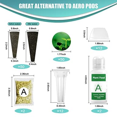 128 pcs Seed Pod Kit for Aerogarden, Grow Anything Kit for Indoor Hydroponics Growing System, Hydroponics Supplies with 50 Grow Sponges, a&b Nutrient Plant Food, 50 Pod Labels, 12 Plant Baskets Domes - Image 7