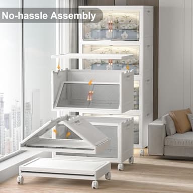 UAMFURI Extra Large Stackable Storage Bins with Lids and Wheels, 160QT/40GAL Stackable Storage drawers, 4Pack Collapsible Storage Bins with Lids, Closet Organizers and Storage Drawers for Home, Dorm - Image 6