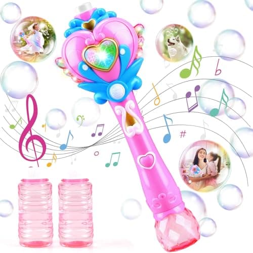 Beria Toys for Girls: Princess Toy Bubble Wand, Birthday Gifts for 3 4 5 6 7 8 Years Old Girl, Bubbles Machine Fairy Wands for Kids Light Up with Bubble Solution, Toddler Girl Toys Age 4-5 - Image 1