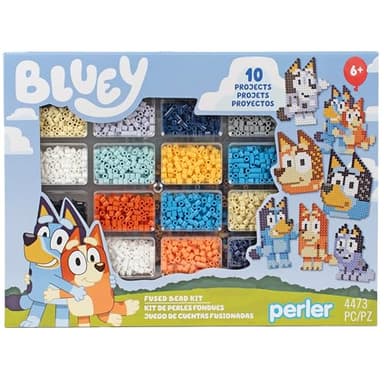 Perler 80-57182 Bluey Fused Bead Deluxe Box Kit, 10 Unique Patterns, Multicolor, 4473 Pieces - Image 1