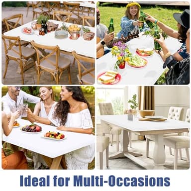 Moosfor Spandex 5 Foot Rectangle Table Cloth 2 Pack, Elastic Fitted Tablecloths for Picnic, Stretch Washable Patio Table Cover for Outdoor, Camping, Banquet and Parties (White, 30"x60") - Image 9