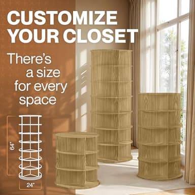 LOFT + IVY 7 Tier Rotating Shoe Rack Tower – 360° Spinning Storage Organizer, Modern Round Shoe Carousel for Closet, Entryway, Bedroom – Space Saving Rotating Lazy Susan Storage Tower - Image 7