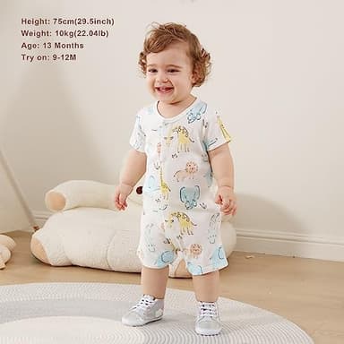 Minicoco 3-Pack 100% Cotton Baby Boy Rompers,0-24Months Short Sleeve Toddler Romper,Breathable Spring/Summer Clothes - Image 3