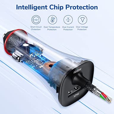 [Apple MFi Certified] Syncwire iPhone Car Charger 32W Super Fast Car Phone Charger Cigarette Lighter USB Car Adapter with Build-in 5FT Coiled Lightning Cable for Apple iPhone 14/13/12/11/XR/Max, iPad - Image 4